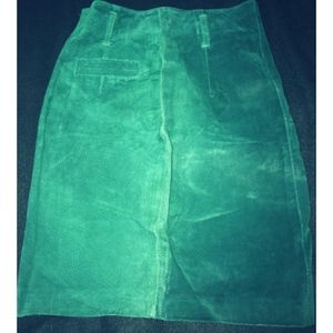 Vintage Green Suede Skirt - Genuine Leather